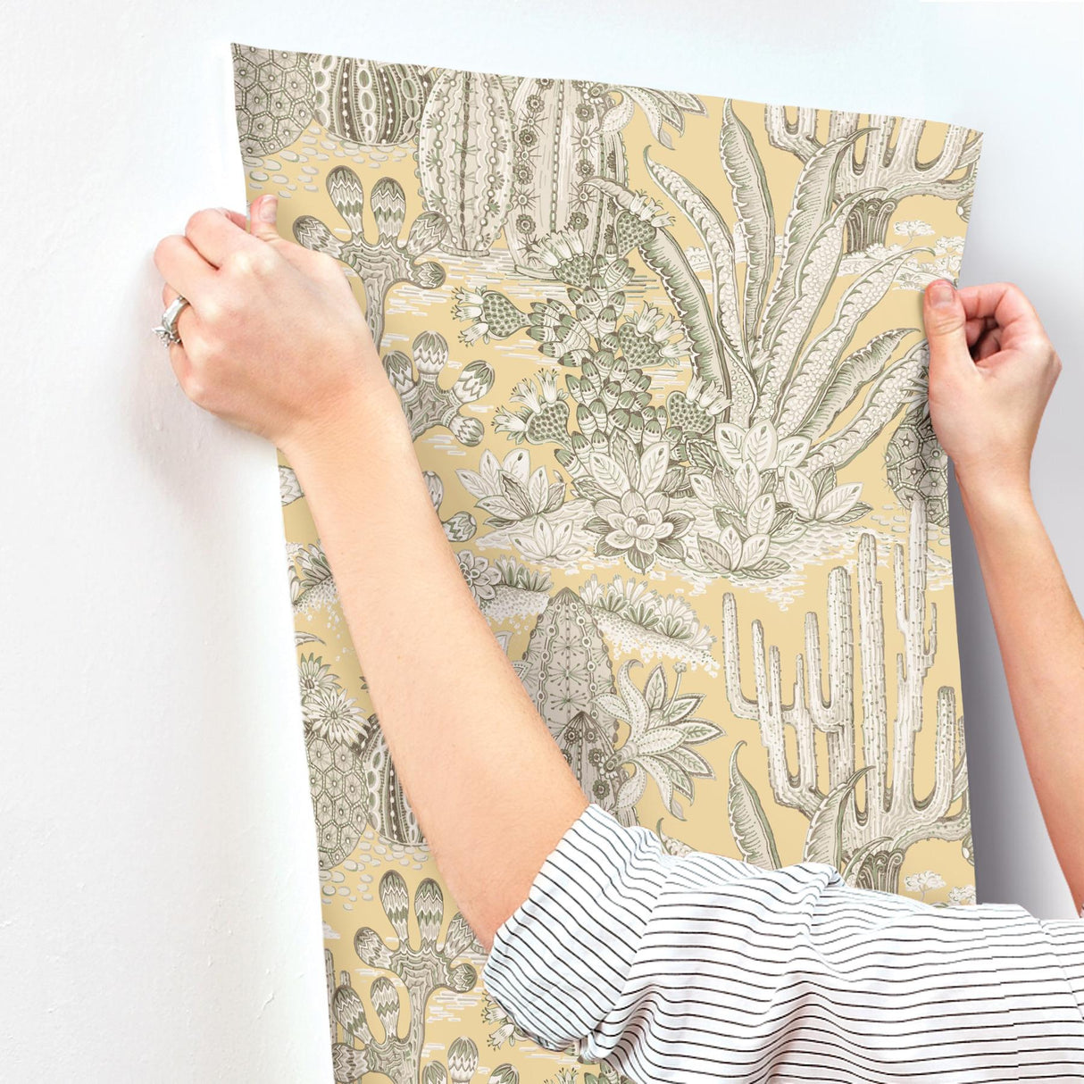 York Lotus Land Cacti Yellow Wallpaper