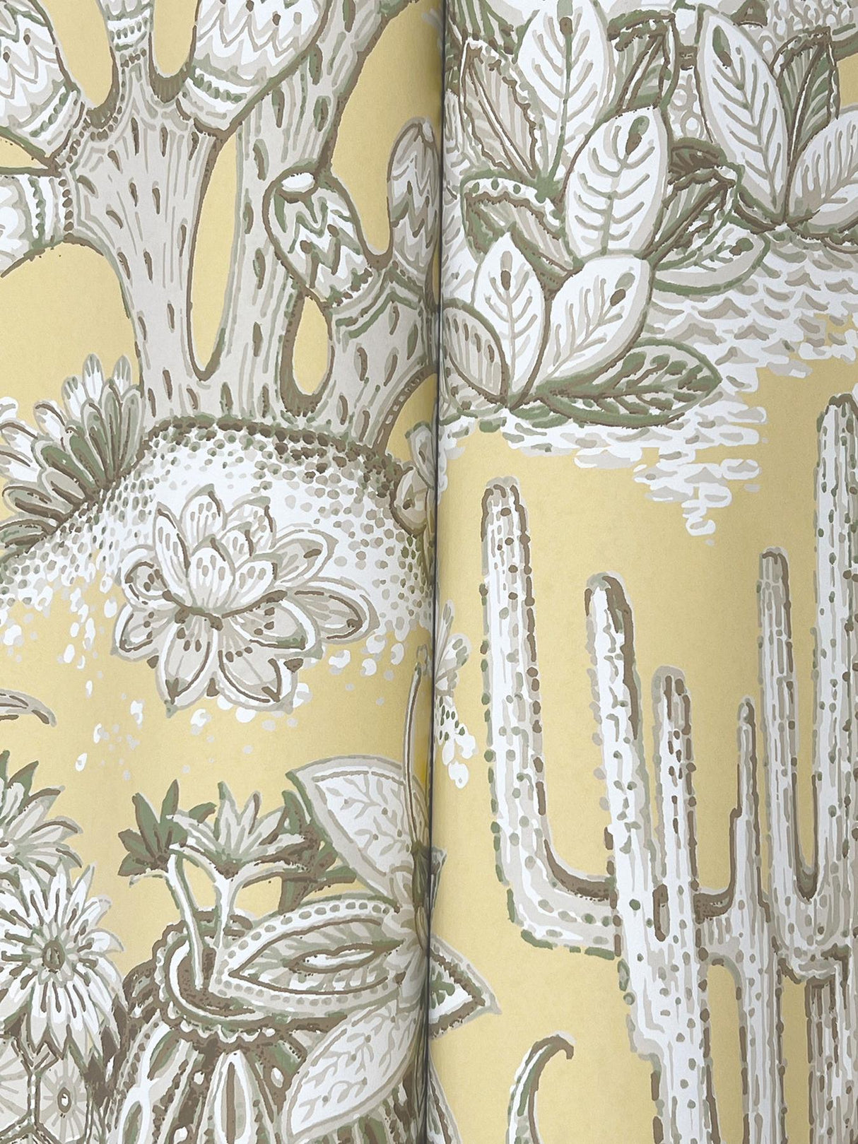 York Lotus Land Cacti Yellow Wallpaper