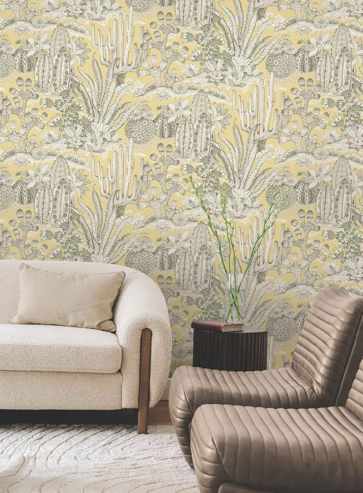 York Lotus Land Cacti Yellow Wallpaper
