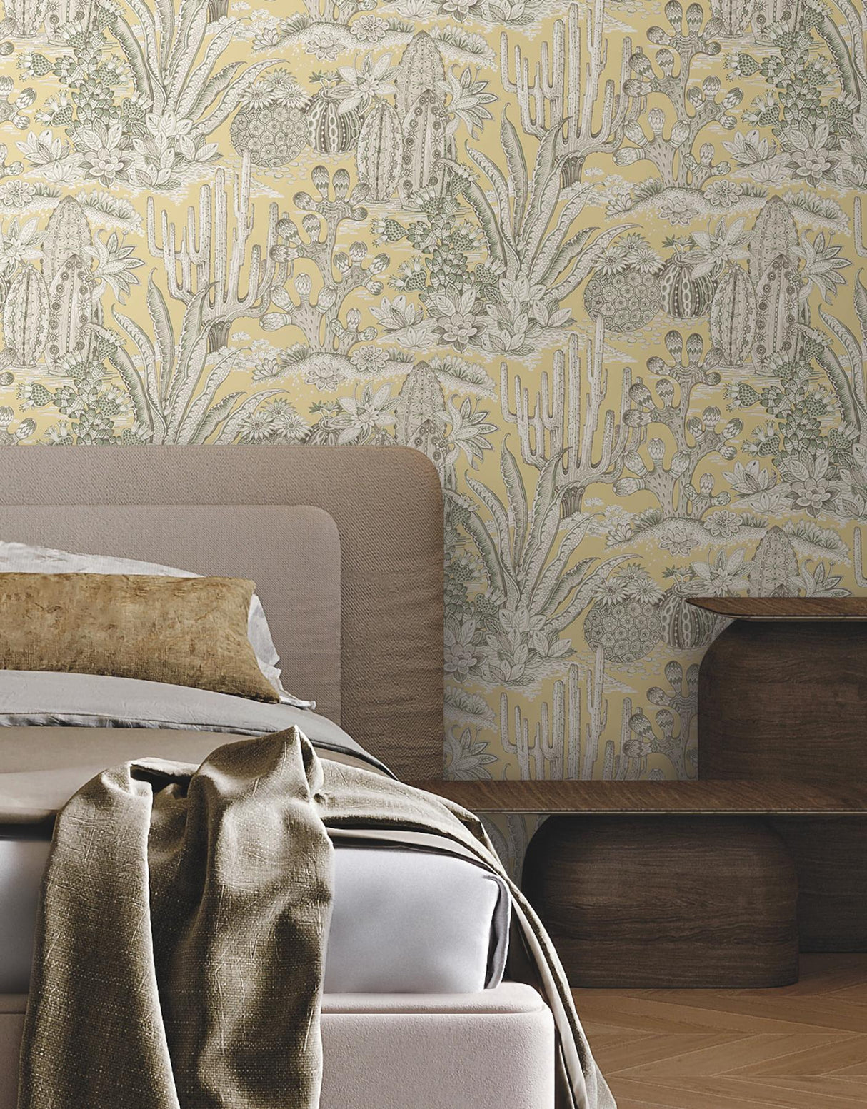 York Lotus Land Cacti Yellow Wallpaper