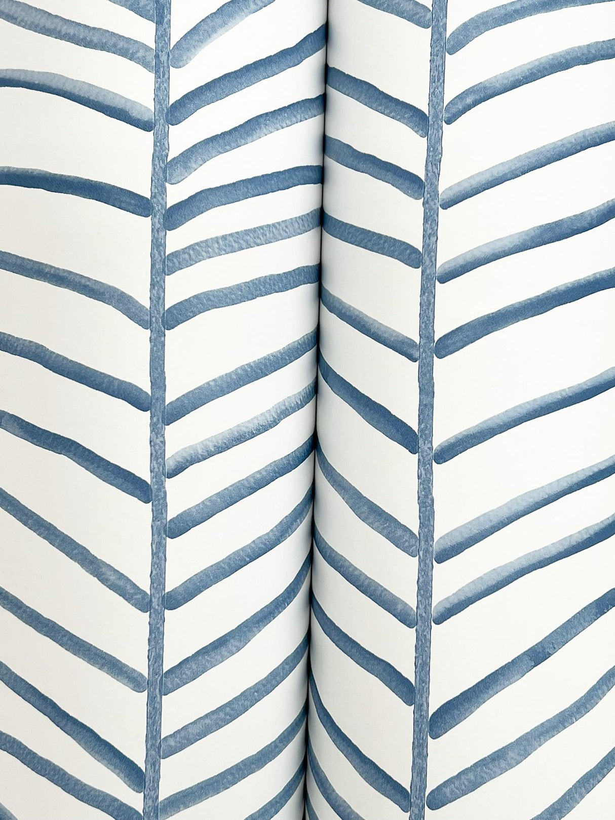 York Cascade Palm Chevron Blue Wallpaper