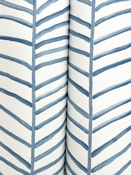 York Cascade Palm Chevron Blue Wallpaper