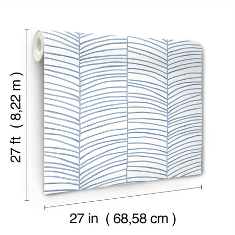 York Cascade Palm Chevron Blue Wallpaper