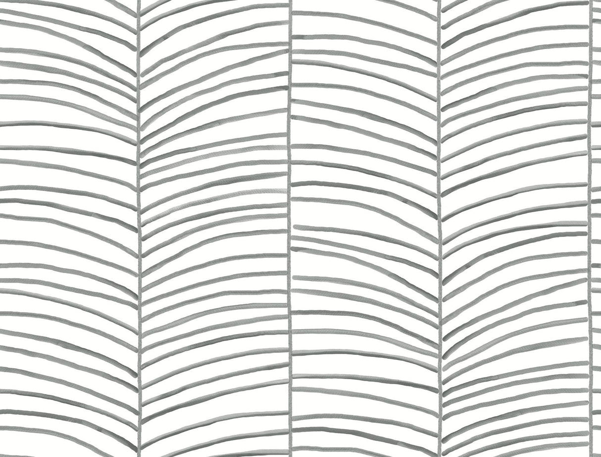 York Cascade Palm Chevron Black Wallpaper