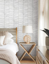 York Cascade Palm Chevron Black Wallpaper