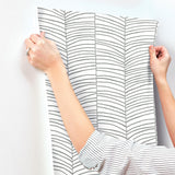 York Cascade Palm Chevron Black Wallpaper