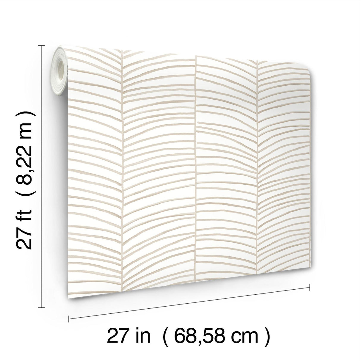 York Cascade Palm Chevron Beige Wallpaper