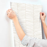 York Cascade Palm Chevron Beige Wallpaper