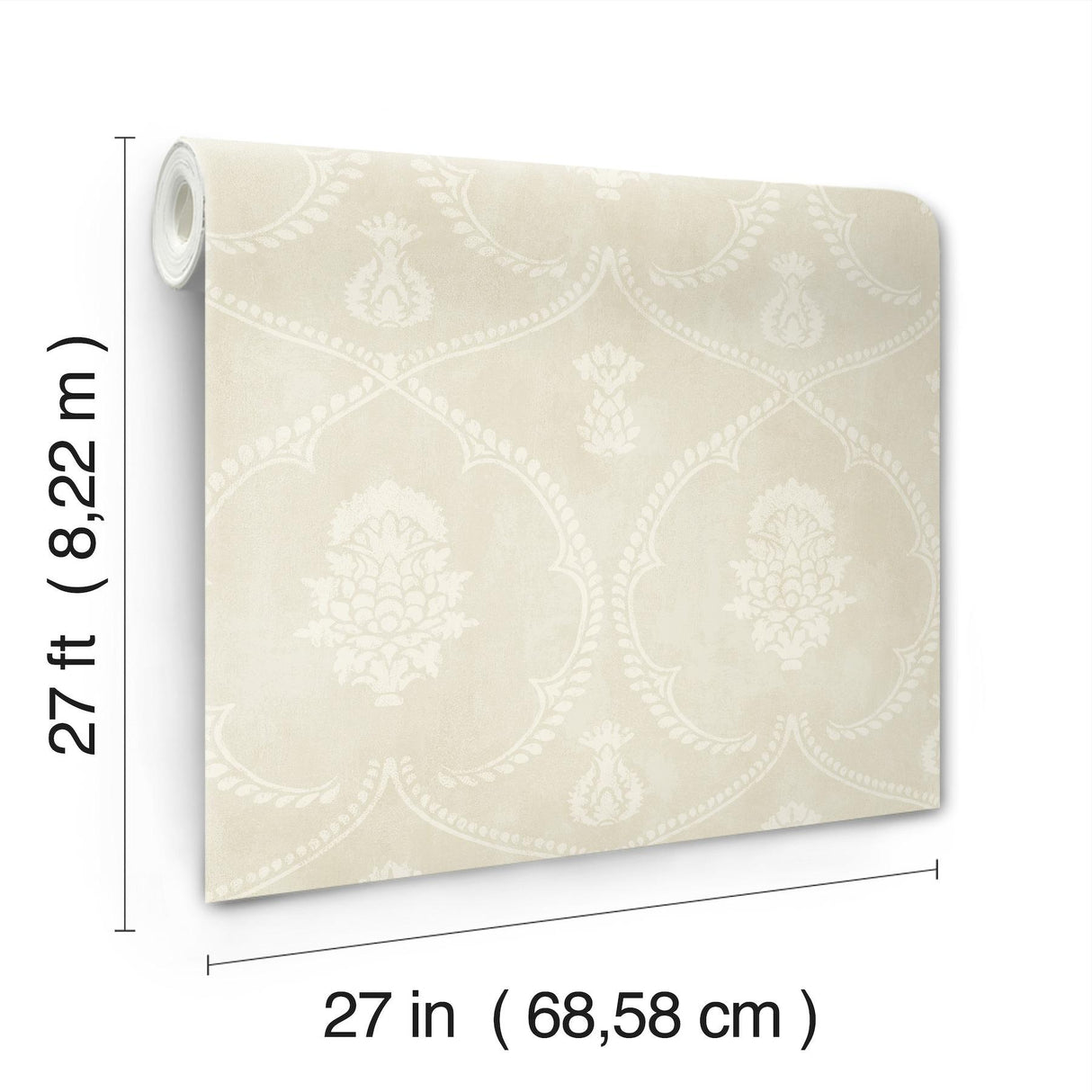 York Royal Damask Neutral Wallpaper