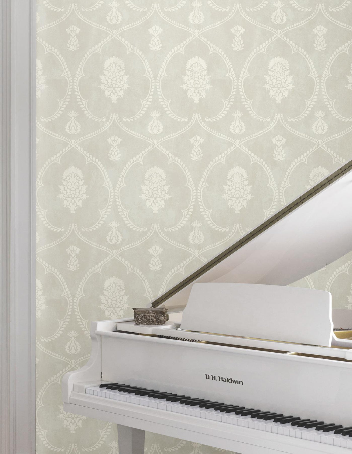 York Royal Damask Grey Wallpaper