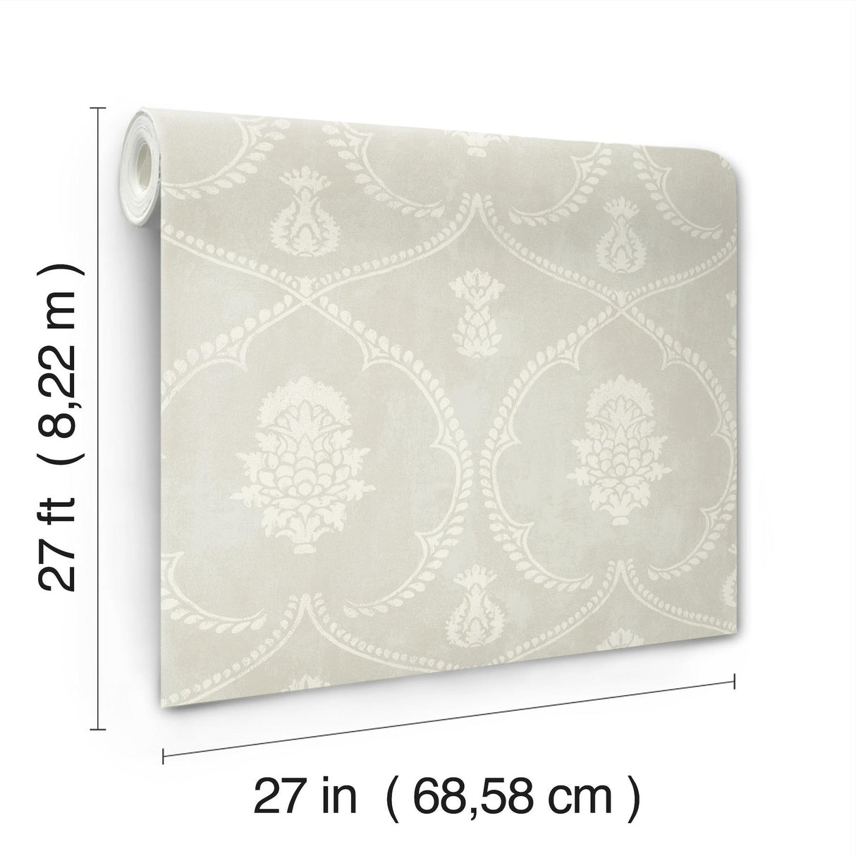 York Royal Damask Grey Wallpaper