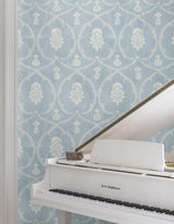 York Royal Damask Blue Wallpaper