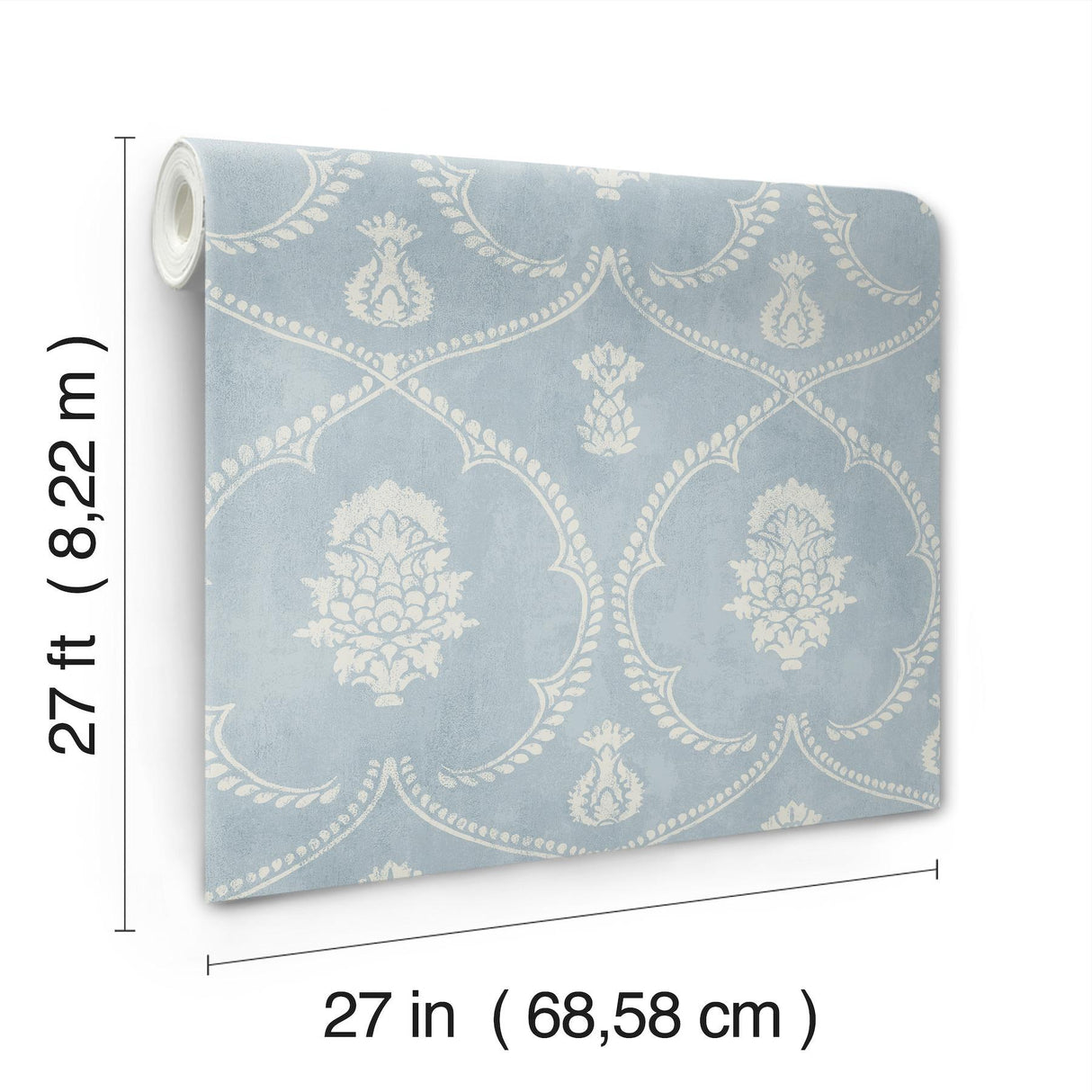 York Royal Damask Blue Wallpaper