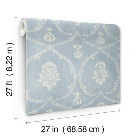 York Royal Damask Blue Wallpaper