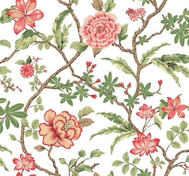 York Courtyard Botanical Pink Wallpaper