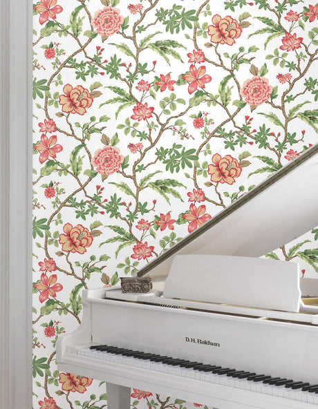 York Courtyard Botanical Pink Wallpaper