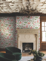 York Courtyard Botanical Pink Wallpaper
