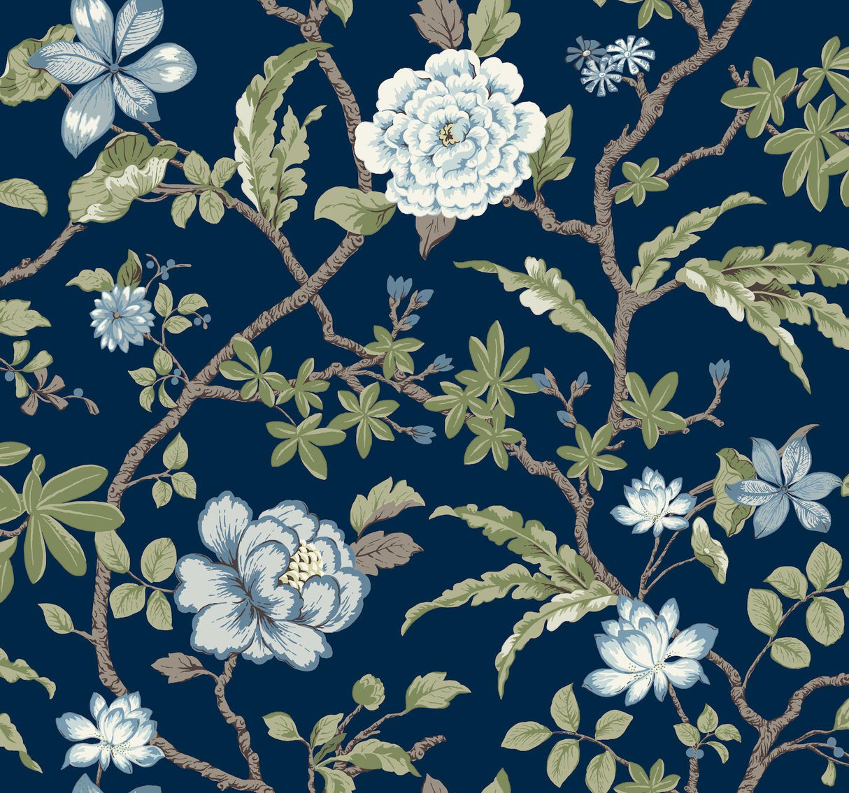 York Courtyard Botanical Blue Wallpaper