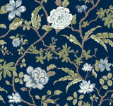 York Courtyard Botanical Blue Wallpaper
