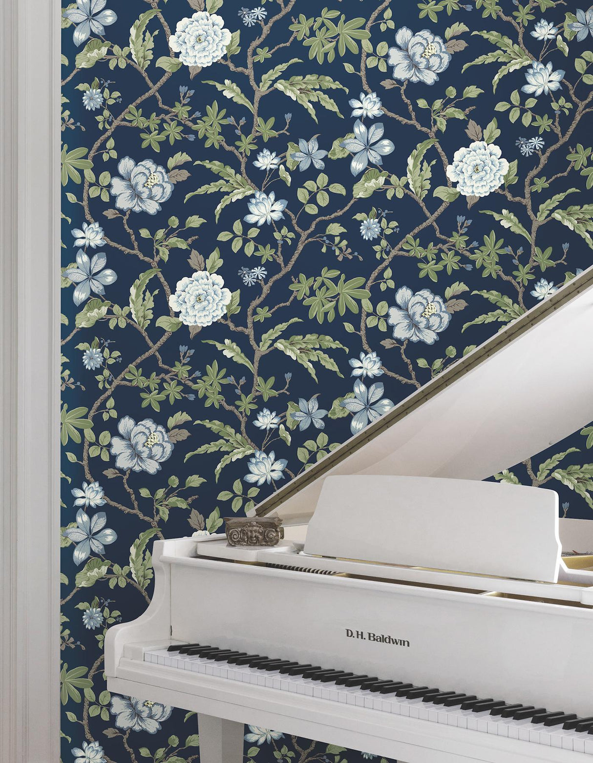 York Courtyard Botanical Blue Wallpaper