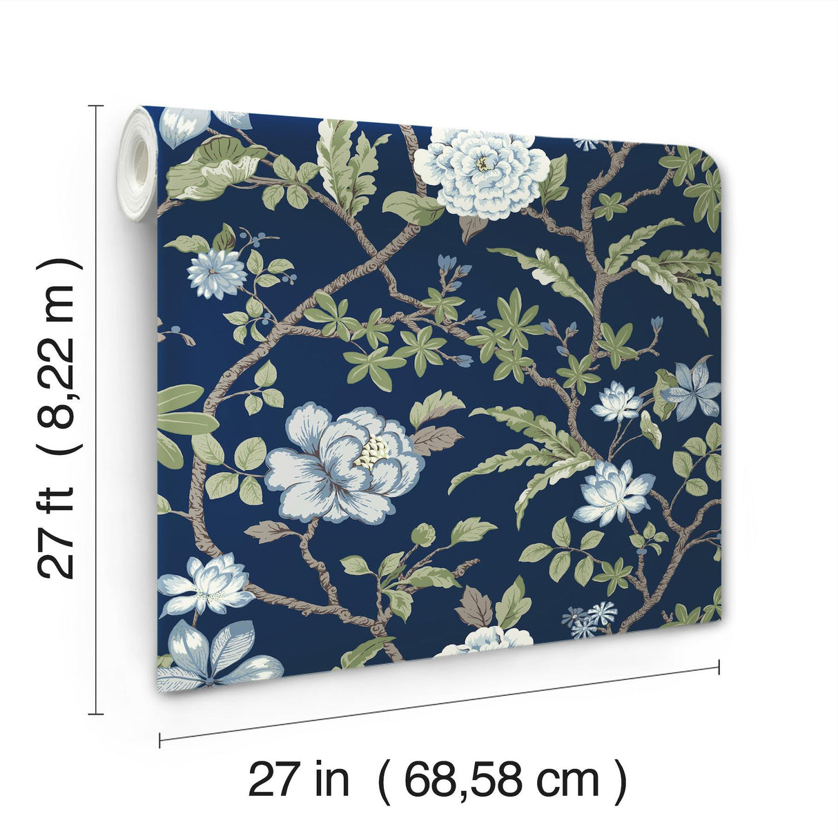 York Courtyard Botanical Blue Wallpaper