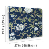 York Courtyard Botanical Blue Wallpaper