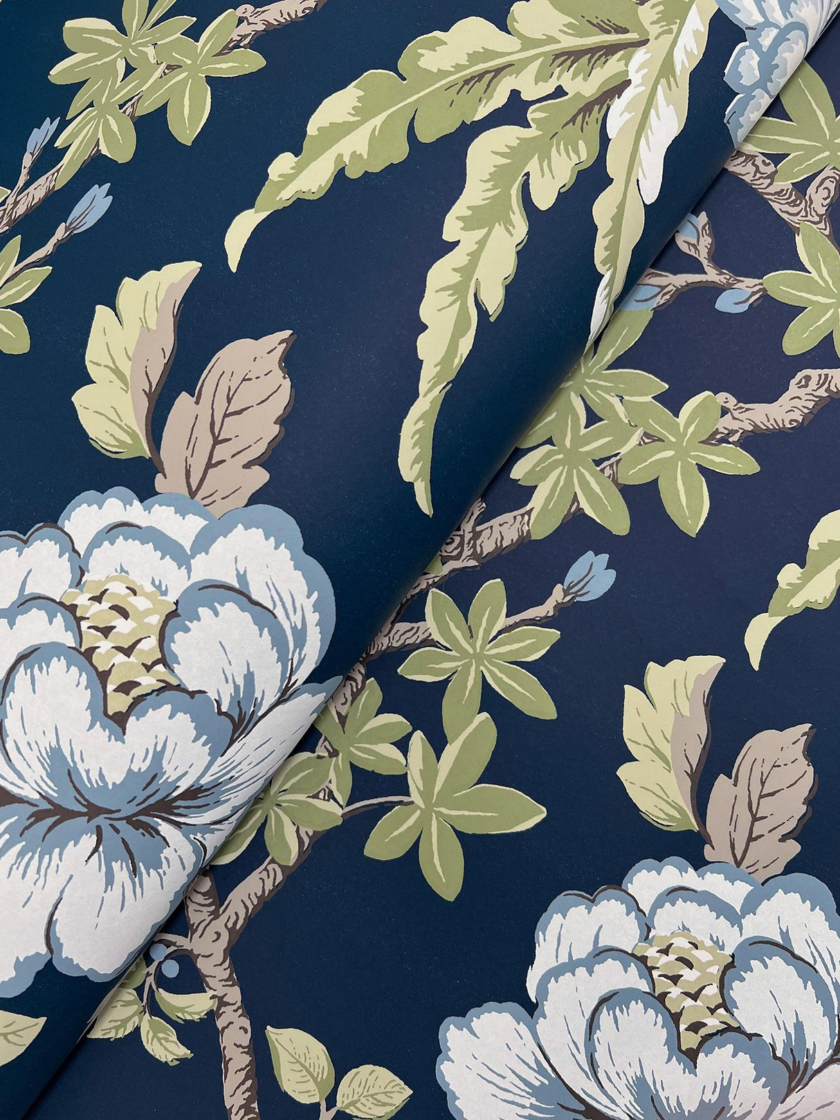 York Courtyard Botanical Blue Wallpaper
