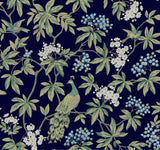 York Peacock Estate Blue Wallpaper