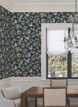York Peacock Estate Blue Wallpaper
