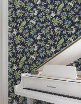 York Peacock Estate Blue Wallpaper