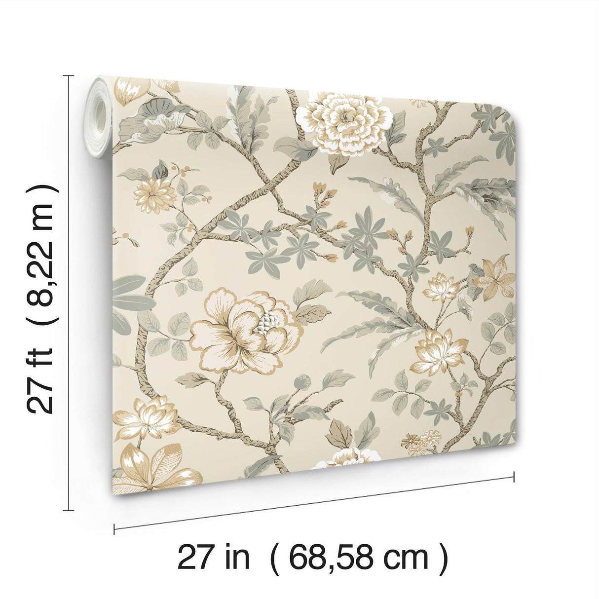 York Courtyard Botanical Neutral Wallpaper