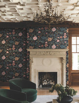 York Courtyard Botanical Black Wallpaper