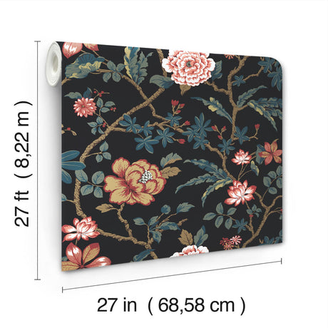 York Courtyard Botanical Black Wallpaper