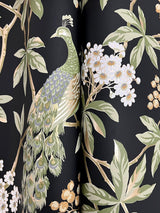 York Peacock Estate Black Wallpaper