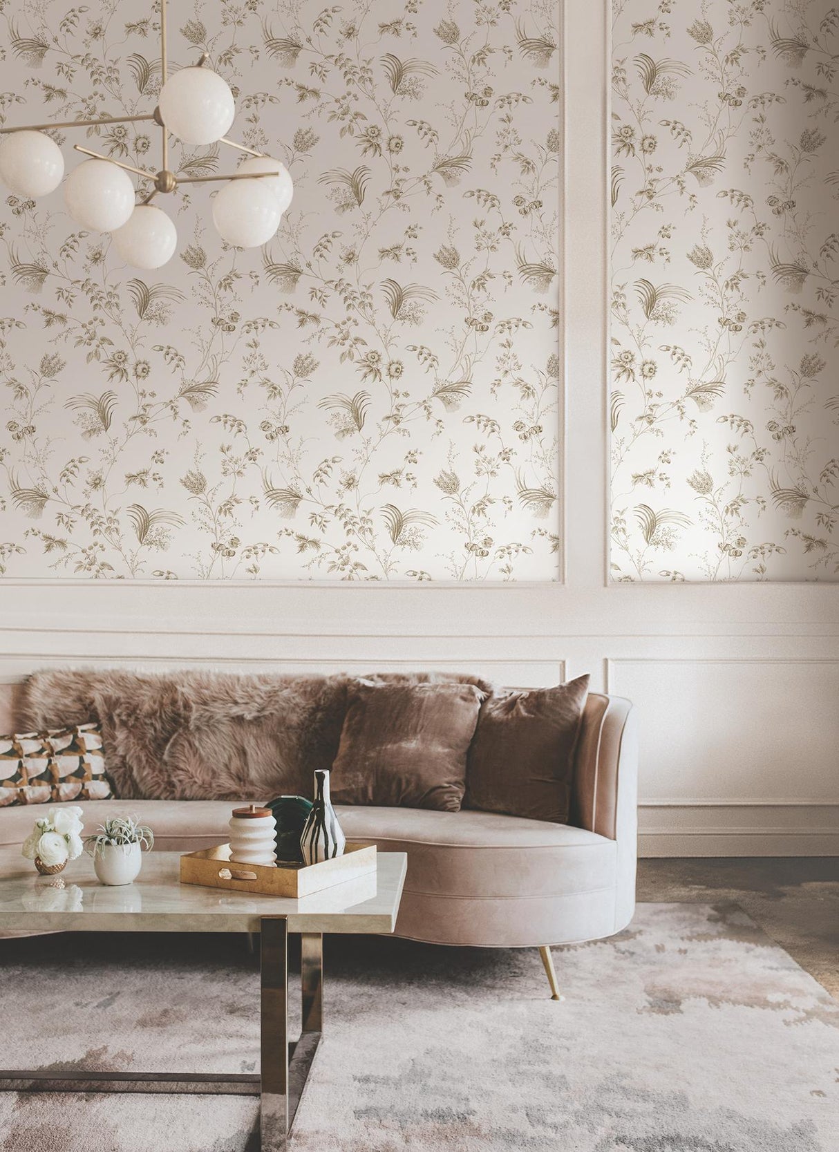 York Floral Lace Neutral Wallpaper