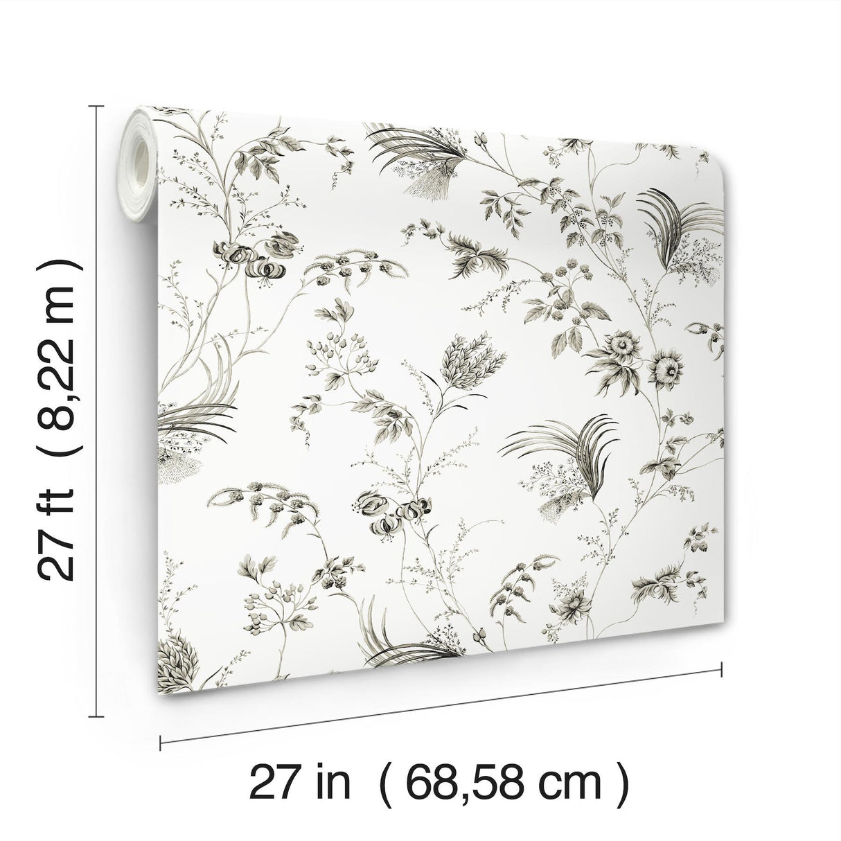 York Floral Lace Black Wallpaper