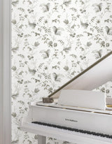 York Floral Lace Black Wallpaper