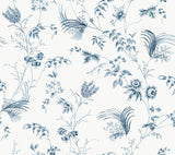 York Floral Lace Blue Wallpaper