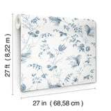 York Floral Lace Blue Wallpaper