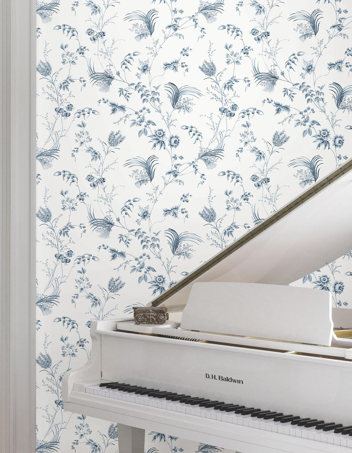York Floral Lace Blue Wallpaper