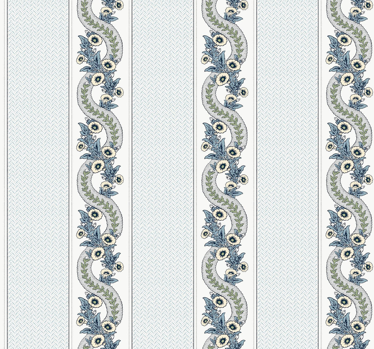 York Abbey's Garland Blue Wallpaper