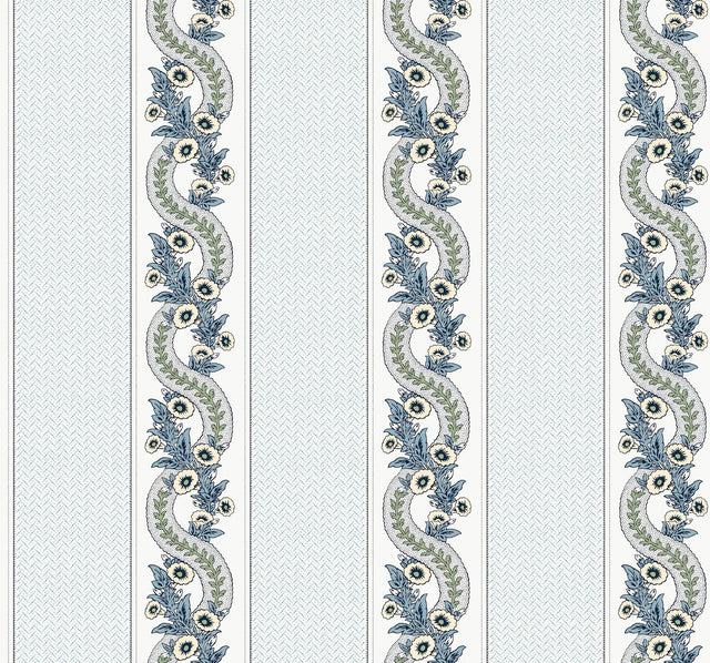 York Abbey's Garland Blue Wallpaper