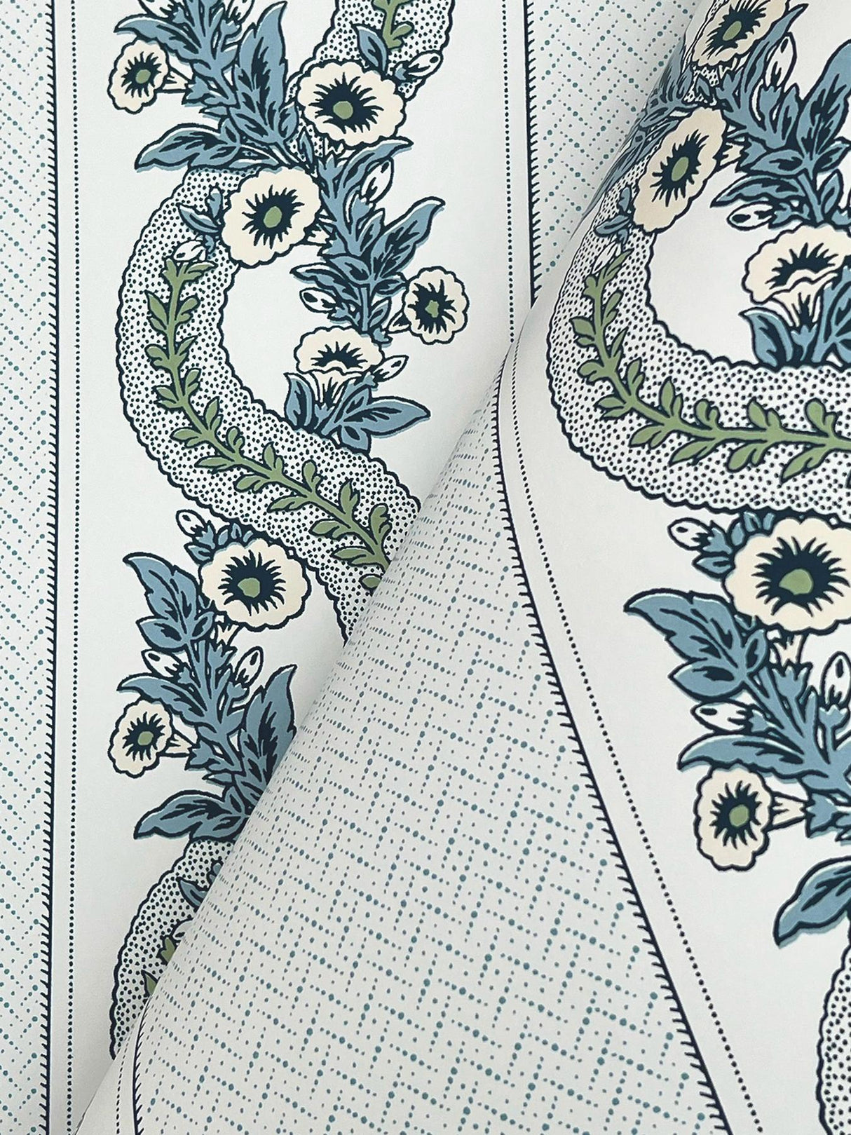 York Abbey's Garland Blue Wallpaper