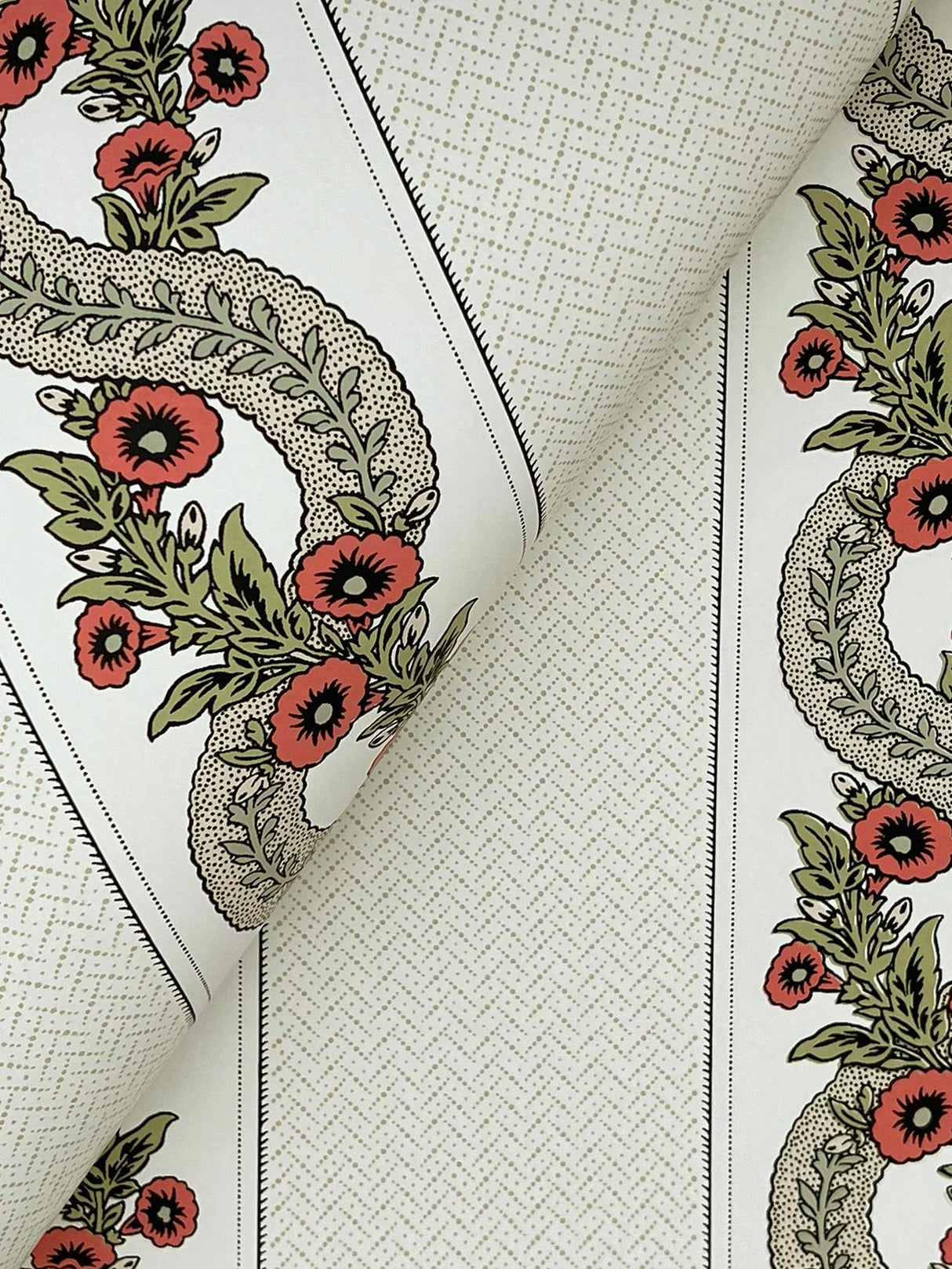 York Abbey's Garland Red Wallpaper