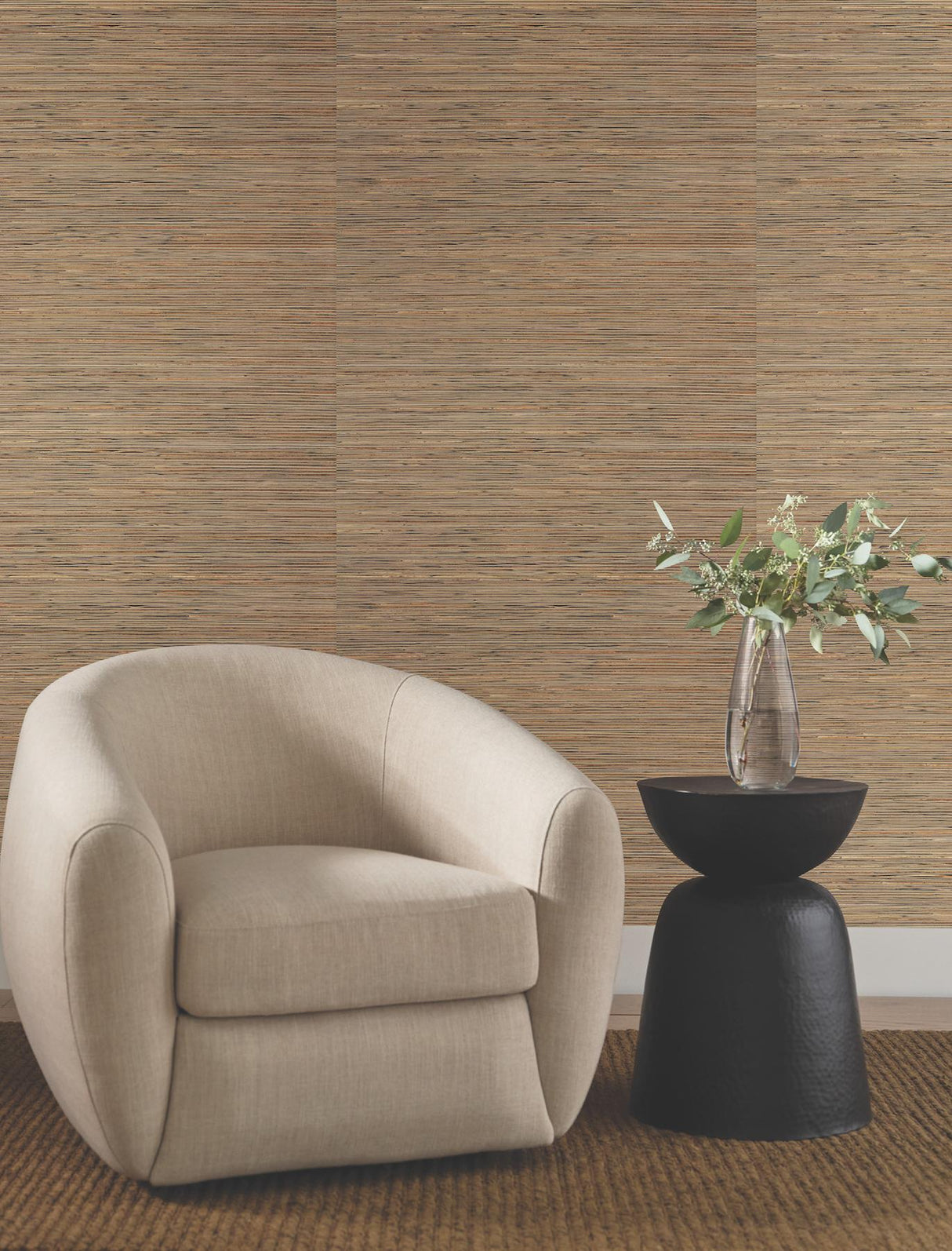 Candice Olson Bamboo Black Hemp Blend Brown Wallpaper