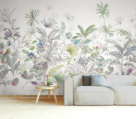York Wallcoverings Tropical Green Wall White Mural