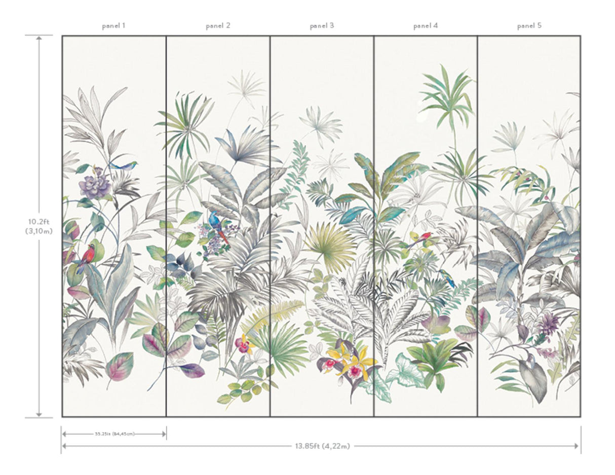 York Wallcoverings Tropical Green Wall White Mural
