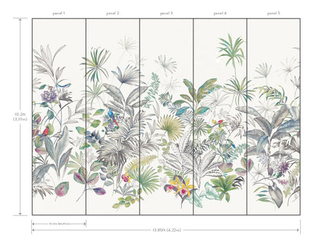 York Wallcoverings Tropical Green Wall White Mural