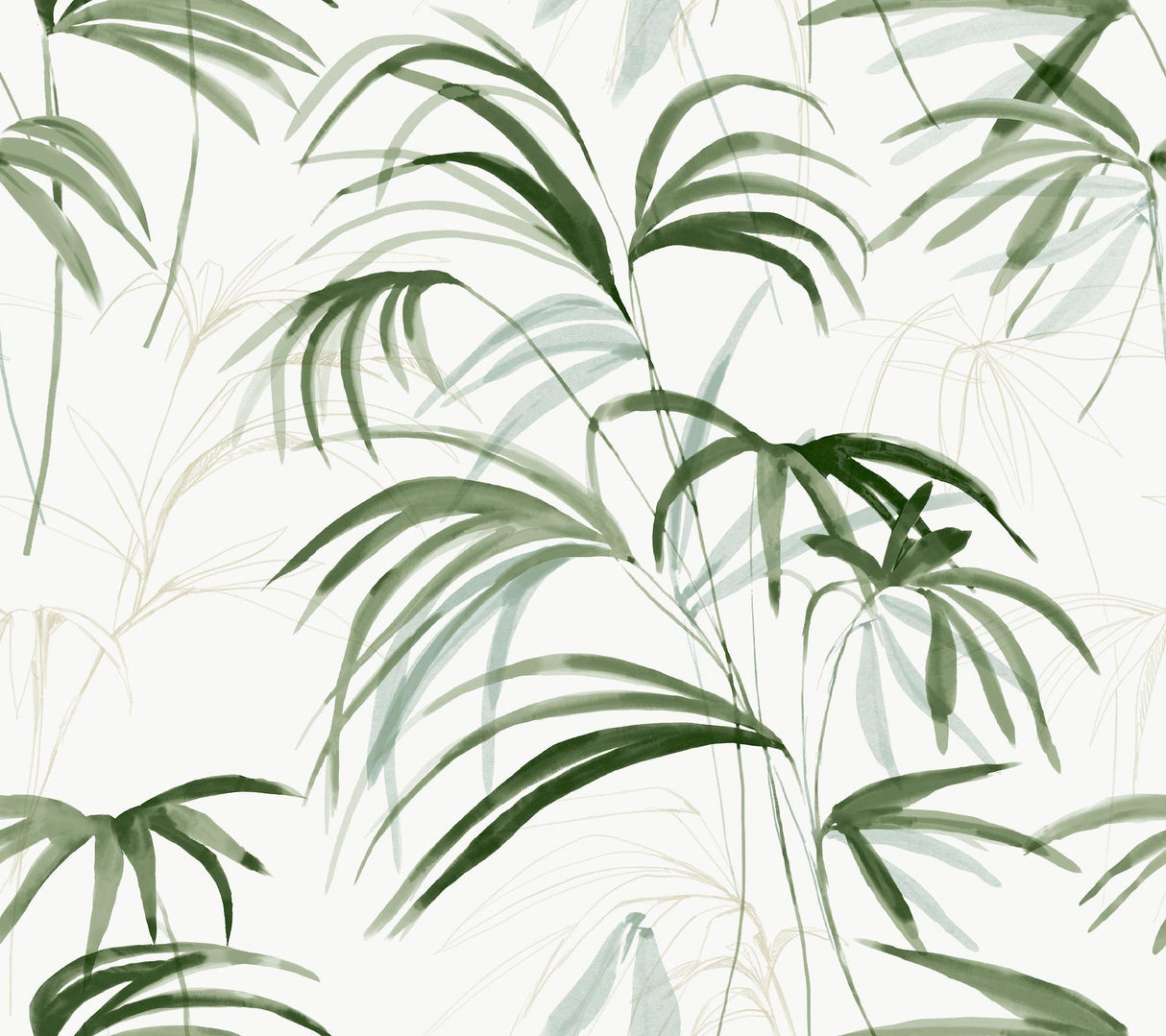 Candice Olson Inky Green Palms Green Wallpaper