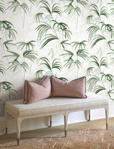 Candice Olson Inky Green Palms Green Wallpaper